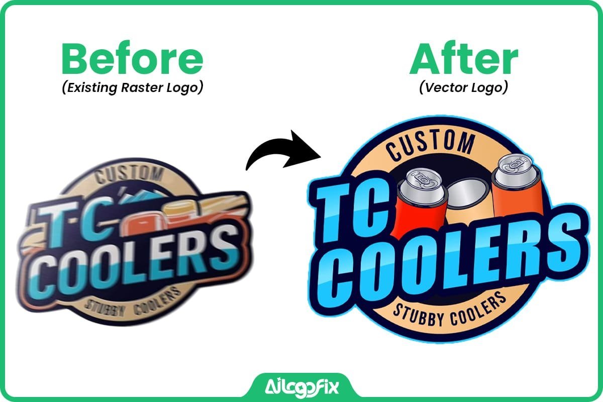 Recreate logo with logo modification service - before and after example