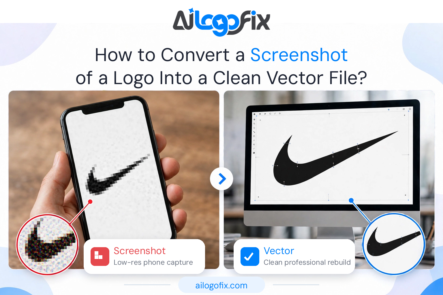 Clean vector paths rebuilt from a screenshot to vector redraw