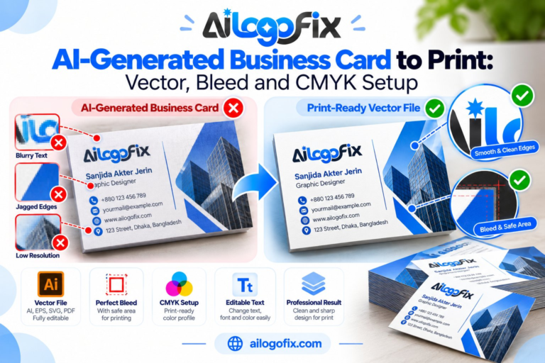 AI-Generated Business Card to Print: Vector, Bleed and CMYK Setup