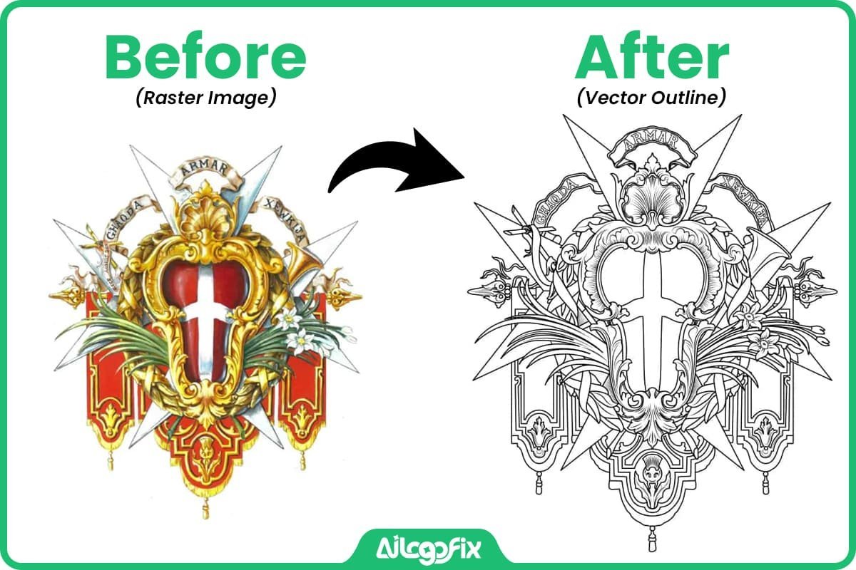 Image to outline service – convert image or logo into outline line art vector by AiLogoFix