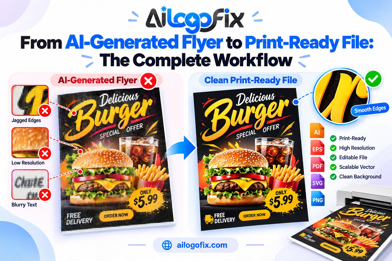 Flyer design workflow from AI concept to print-ready file