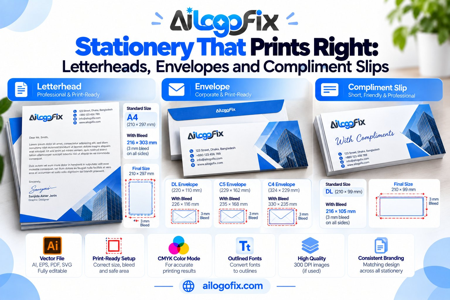 Stationery printing setup guide - letterheads, envelopes and compliment slips